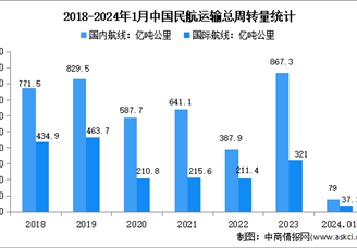 2024年1月中国民航运输情况分析：运输总周转量完成116.1亿吨公里（图）