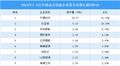 2024年1-2月中国动力电池企业装车量排行榜TOP10（附榜单）
