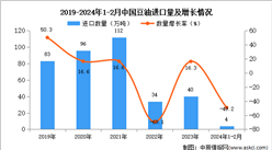 2024年1-2月中國豆油進口數據統計分析：進口量同比下降49.2%