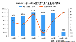 2024年1-2月中國天然氣進口數據統計分析：進口金額同比下降5.5%
