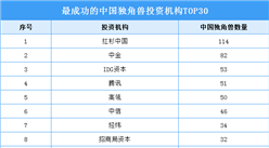 最成功的中國(guó)獨(dú)角獸投資機(jī)構(gòu)TOP30（附榜單）