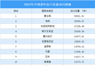 2023年中国茶叶出口国家/地区分析：香港出口金额最高（图）