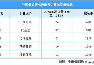 2024年中国储能电池出货量及企业出货量预测分析（图）