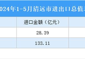 2024年1-5月清遠(yuǎn)市進出口數(shù)據(jù)統(tǒng)計：出口金額同比增長4.77%（圖）