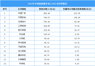 2024年新能源发电行业上市公司全方位对比分析（企业分布、经营情况、业务布局等）