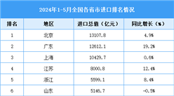 2024年1-5月全国各省市进口排名情况（附榜单）