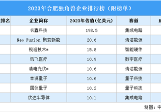 2023年合肥独角兽企业排行榜（附榜单）