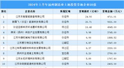 投资动态抢先看 | 2024年上半年扬州市制造业土地投资企业50强名单大汇总（图）