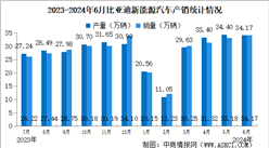 2024年6月比亚迪产销情况：销量同比增长35.02%（图）
