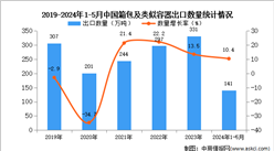 2024年1-5月中国箱包及类似容器出口数据统计分析：出口量141万