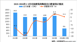 2024年1-5月中国建筑用陶瓷出口数据统计分析：出口量531万吨