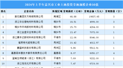 【工業(yè)投資盤點】2024年上半年嘉興市工業(yè)土地投資50強企業(yè)摘走59宗地