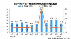 2024年6月中国干鲜瓜果及坚果进口数据统计分析：累计进口量442.9万吨