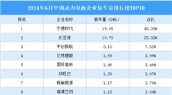 2024年6月中国动力电池企业装车量排行榜TOP10（附榜单）