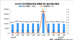 2024年6月中国铁矿砂及其精矿进口数据统计分析：进口量9761.3万吨