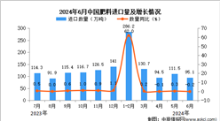 2024年6月中國肥料進口數(shù)據(jù)統(tǒng)計分析：進口金額同比下降0.4%