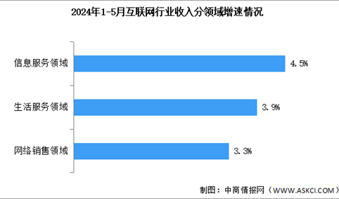 2024年1-5月中国互联网行业业务收入及分领域增速分析（图）