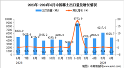 2024年6月中國稀土出口數據統計分析：出口量4828.7噸