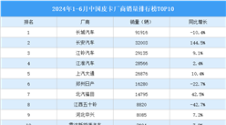 2024年1-6月中国皮卡厂商销量排行榜TOP10（附榜单）