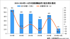 2024年1-6月中国棕榈油进口数据统计分析：进口量121万吨