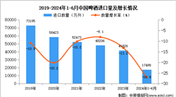 2024年1-6月中国啤酒进口数据统计分析：进口量同比下降26.9%