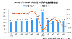 2024年6月全國中成藥產(chǎn)量數(shù)據(jù)統(tǒng)計分析