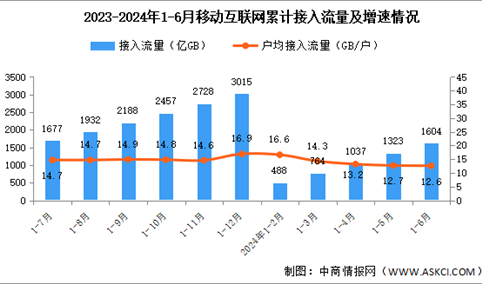 2024年1-6月互联网累计计入流量及城乡宽带接入用户分析（图）