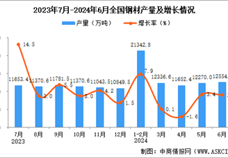 2024年6月全国钢材产量数据统计分析