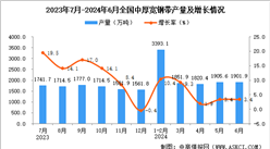 2024年6月全国中厚宽钢带产量数据统计分析