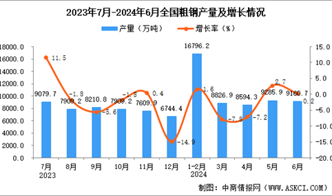 2024年6月全国粗钢产量数据统计分析