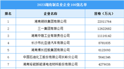 2023湖南制造業(yè)企業(yè)100強(qiáng)名單（圖）