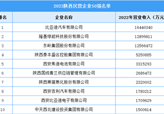 2023陕西民营50强企业名单（附榜单）