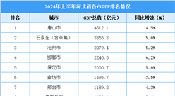 2024年上半年河北各市GDP排行榜：唐山市GDP超四千億（圖）