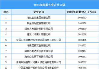 2024海南服务业企业50强名单（图）