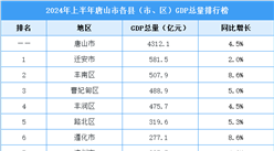 2024年上半年唐山市各縣（市、區(qū)）GDP排行榜：遷安市排名第一（圖）