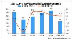 2024年1-6月中国箱包及类似容器出口数据统计分析：出口量176万