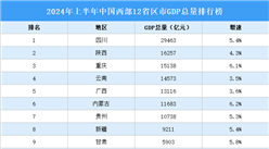 2024年上半年中國(guó)西部12省區(qū)市GDP排行榜：四川總量第一（圖）