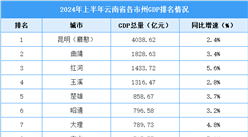 2024年上半年云南省各市州GDP排行榜：昆明突破四千億（圖）