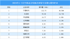 2024年1-7月中國動(dòng)力電池企業(yè)裝車量排行榜TOP10（附榜單）