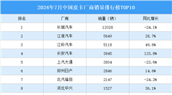 2024年7月中国皮卡厂商销量排行榜TOP10（附榜单）