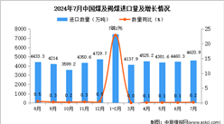 2024年7月中國煤及褐煤進口數(shù)據(jù)統(tǒng)計分析：進口量同比增長0.2%