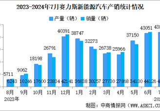 2024年7月赛力斯产销情况：新能源汽车销量同比增长508.25%（图）