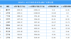 2024年上半年全國各省市發動機產量排行榜