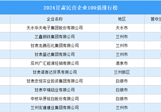 2024甘肃民营企业100强排行榜（附榜单）