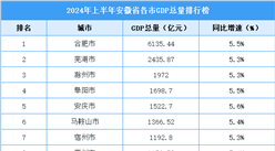 2024年上半年安徽省各市GDP排行榜：合肥持續(xù)領跑