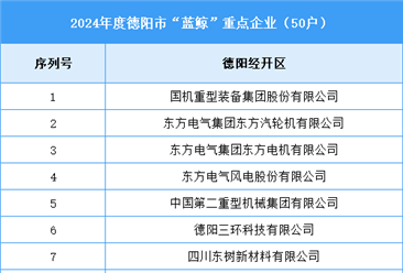 德阳市2024年度重点工业企业名单（附榜单）