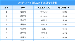 2024年上半年山東省各市GDP排行榜：青島市穩(wěn)居第一（圖）