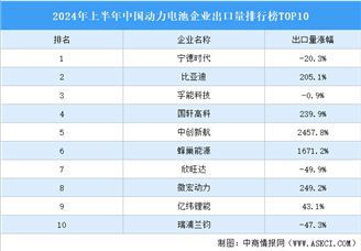 2024年上半年中国动力电池出口情况分析：企业出口量大幅增长（图）