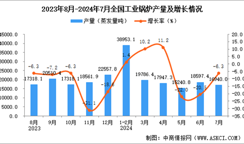 2024年7月全国工业锅炉产量数据统计分析