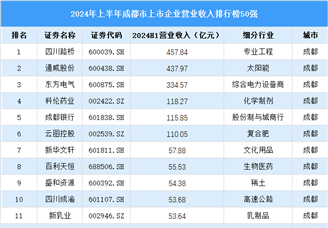 2024年成都市上市企业营业收入排行榜（附榜单）